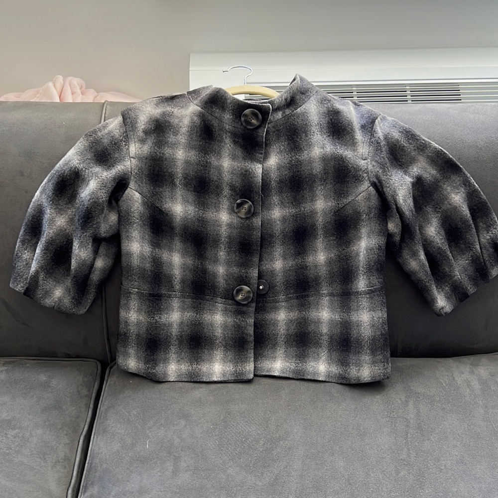 Vince plaid 3/4 sleeve cropped blazer